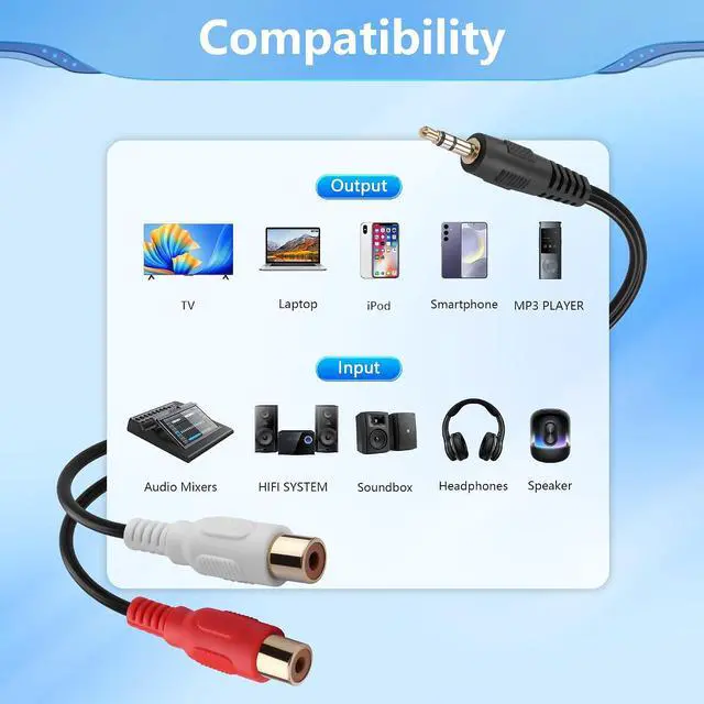 Alt view image 2 of 7 - 3.5mm to 2 RCA Stereo Audio Coiled Cable,1/8" TRS Male to 2 RCA Female Gold-Plated Coiled Spring Y Splitter Cable,for Connecting Amplifiers, Speakers, Etc- Up to 0.7M/2.3FT