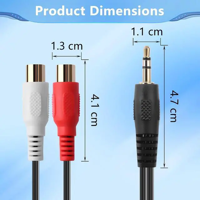 Alt view image 6 of 7 - 3.5mm to 2 RCA Stereo Audio Coiled Cable,1/8" TRS Male to 2 RCA Female Gold-Plated Coiled Spring Y Splitter Cable,for Connecting Amplifiers, Speakers, Etc- Up to 0.7M/2.3FT