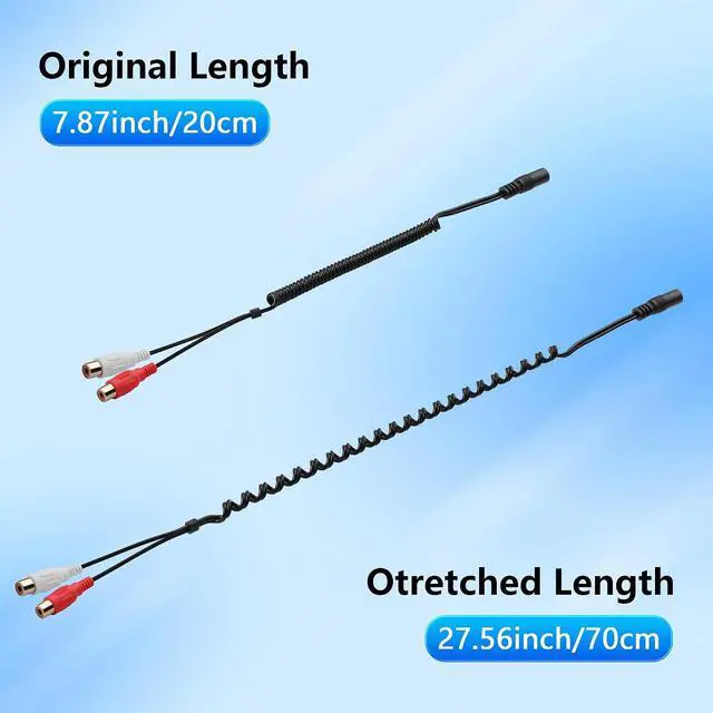 Alt view image 3 of 7 - 3.5mm to 2 RCA Stereo Audio Coiled Cable,1/8" TRS Female to 2 RCA Female Gold-Plated Coiled Spring Y Splitter Cable,for Connecting Amplifiers, Speakers, Etc- Up to 0.7M/2.3FT