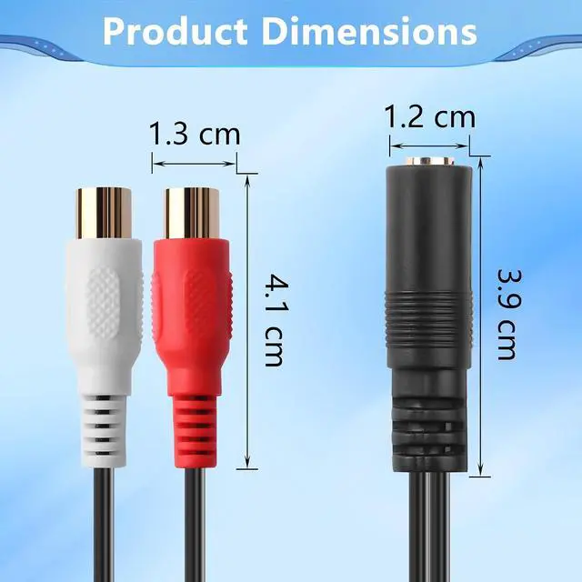 Alt view image 6 of 7 - 3.5mm to 2 RCA Stereo Audio Coiled Cable,1/8" TRS Female to 2 RCA Female Gold-Plated Coiled Spring Y Splitter Cable,for Connecting Amplifiers, Speakers, Etc- Up to 0.7M/2.3FT