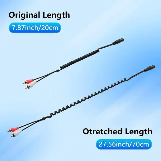 Alt view image 3 of 7 - 3.5mm to 2 RCA Stereo Audio Coiled Cable,1/8" TRS Female to 2 RCA Male Gold-Plated Coiled Spring Y Splitter Cable,for Connecting Amplifiers, Speakers, Etc- Up to 0.7M/2.3FT