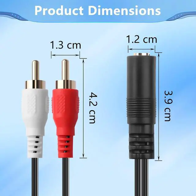 Alt view image 6 of 7 - 3.5mm to 2 RCA Stereo Audio Coiled Cable,1/8" TRS Female to 2 RCA Male Gold-Plated Coiled Spring Y Splitter Cable,for Connecting Amplifiers, Speakers, Etc- Up to 0.7M/2.3FT