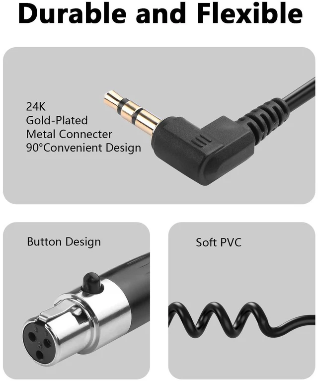 Alt view image 4 of 7 - 3.5mm to Mini XLR Stereo Audio Coiled Cable 90° 1/8" TRS Jack to 3 Pin Mini XLR