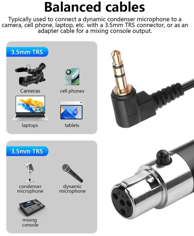 Alt view image 3 of 7 - 3.5mm to Mini XLR Stereo Audio Coiled Cable 90° 1/8" TRS Jack to 4 Pin Mini XLR