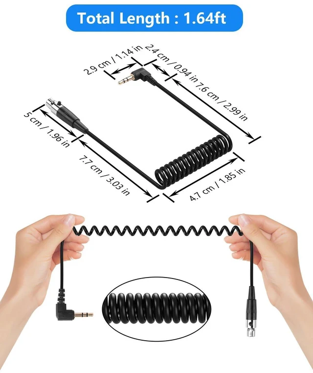Alt view image 7 of 7 - 3.5mm to Mini XLR Stereo Audio Coiled Cable 90° 1/8" TRS Jack to 3 Pin Mini XLR
