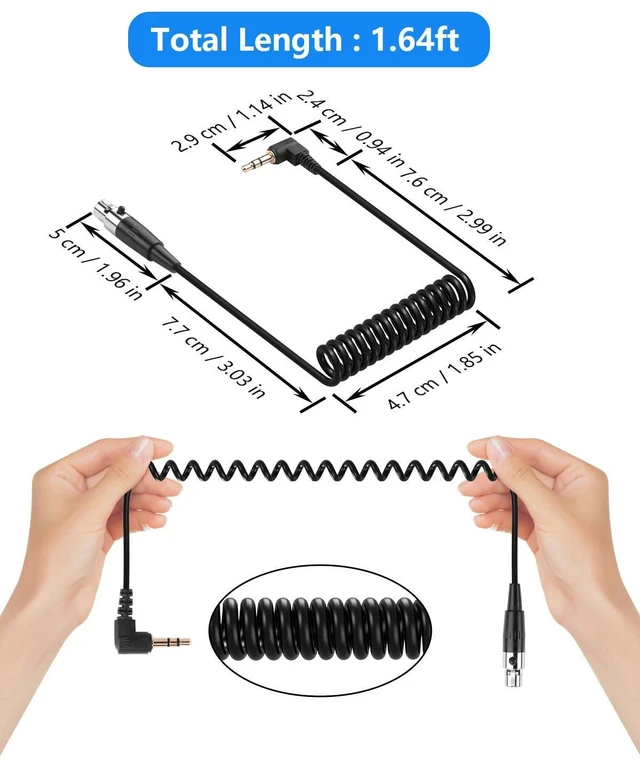 Alt view image 7 of 7 - 3.5mm to Mini XLR Stereo Audio Coiled Cable 90° 1/8" TRS Jack to 4 Pin Mini XLR