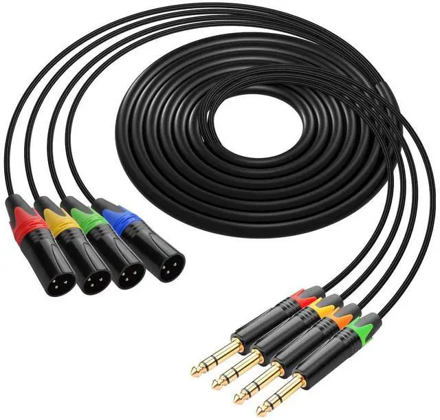Main image of 4 Channel 1/4" TRS to XLR Snake Audio Cable 9.8FT, XLR 3Pin Male to 6.35mm TRS Shielded Balanced Audio Extension Cable for Live Live, Recording, Studios, and Gigs - Patch, Amp, Mixer