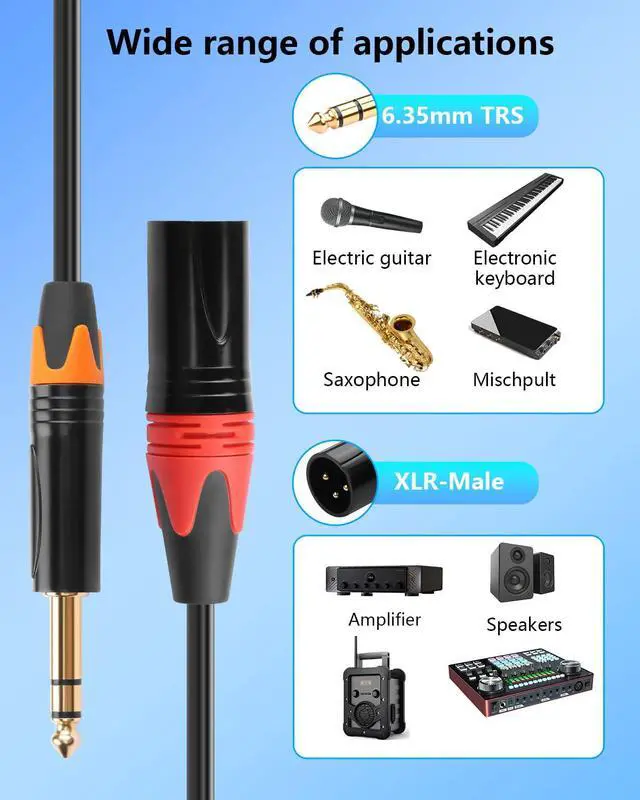 Alt view image 2 of 7 - 4 Channel 1/4" TRS to XLR Snake Audio Cable 9.8FT, XLR 3Pin Male to 6.35mm TRS Shielded Balanced Audio Extension Cable for Live Live, Recording, Studios, and Gigs - Patch, Amp, Mixer