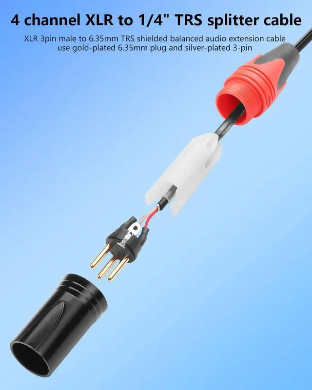 Alt view image 5 of 7 - 4 Channel 1/4" TRS to XLR Snake Audio Cable 9.8FT, XLR 3Pin Male to 6.35mm TRS Shielded Balanced Audio Extension Cable for Live Live, Recording, Studios, and Gigs - Patch, Amp, Mixer