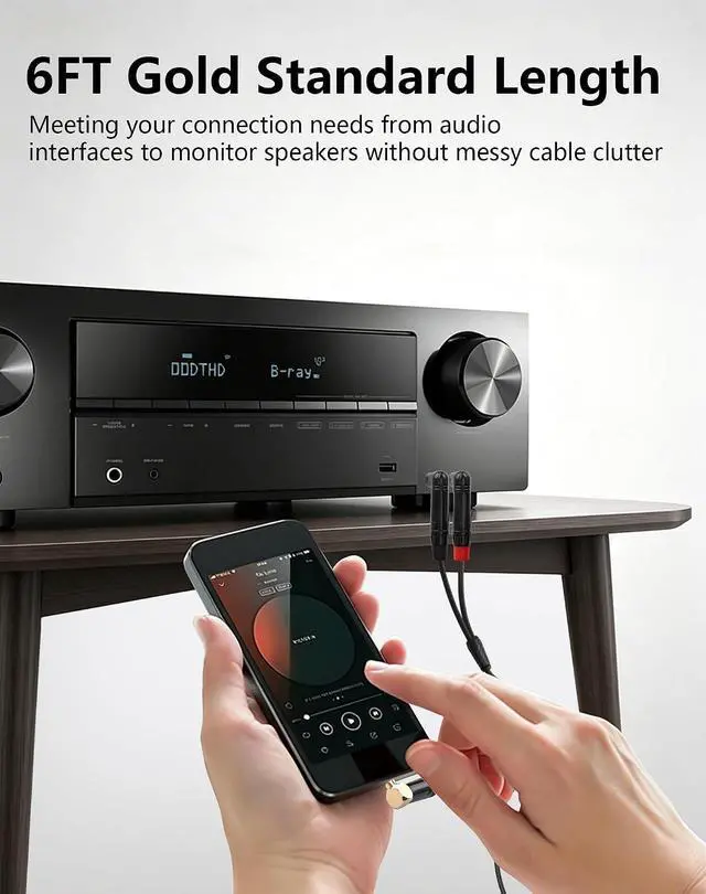 Alt view image 3 of 7 - 3.5mm TRS to Dual 6.35mm TS Mono Y-Cable, 90 Degree 1/8" Stereo Male to 90 Degree 1/4" Mono Male Audio Splitter Cord for Mixer, Amplifier, Home Stereo, Guitar Amp - 1.8M/6FT