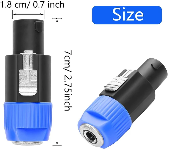 Alt view image 2 of 7 - 4Pack NL4FC Speaker to 1/4 6.35mm Adapter, Speakon Male to Mono 1/4 inch TS Fema