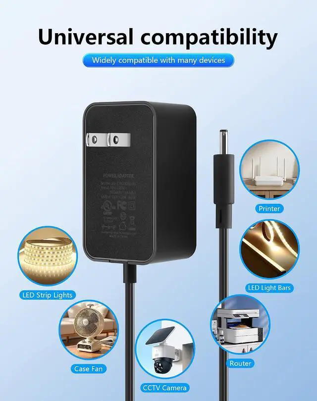 Alt view image 4 of 7 - 12V 3A Power Supply AC to DC 3.5mm x 1.35mm Adapter Supply AC 100-240V to DC 12V Transformer for CCTV Camera Router etc Devices - 4.92 FT