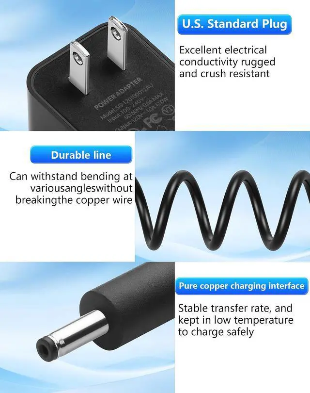 Alt view image 6 of 7 - 12V 1A Power Supply AC to DC 3.5mm x 1.35mm Adapter Supply AC 100-240V to DC 12V Transformer for CCTV Camera Router etc Devices - 4.92 FT
