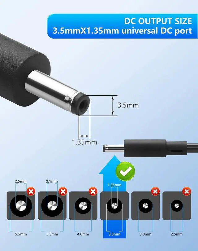 Alt view image 2 of 7 - 12V 3A Power Supply AC to DC 3.5mm x 1.35mm Adapter Supply AC 100-240V to DC 12V Transformer for CCTV Camera Router etc Devices - 4.92 FT
