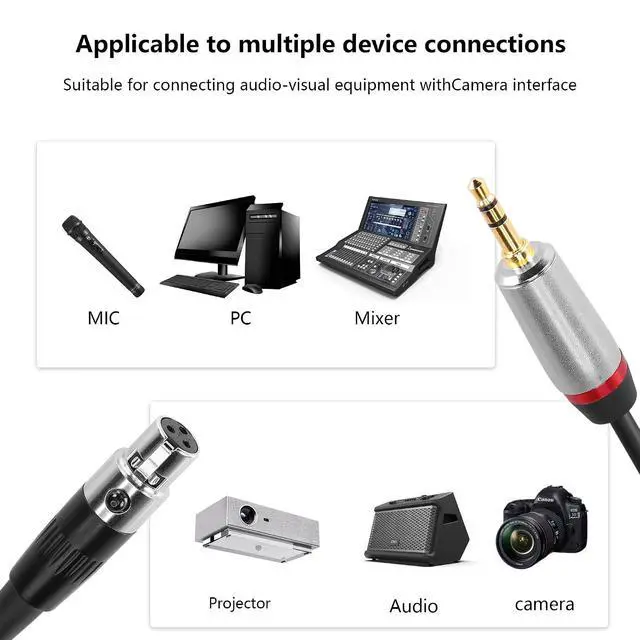 Alt view image 2 of 7 - Mini XLR Female to 3.5mm Stereo Audio Plug Cable, 3 Pin Mini XLR Female to 1/8" TRS Cord Adapter Connector for Audio Conversion of Camera and Other Equipment - 1FT(0.3M)
