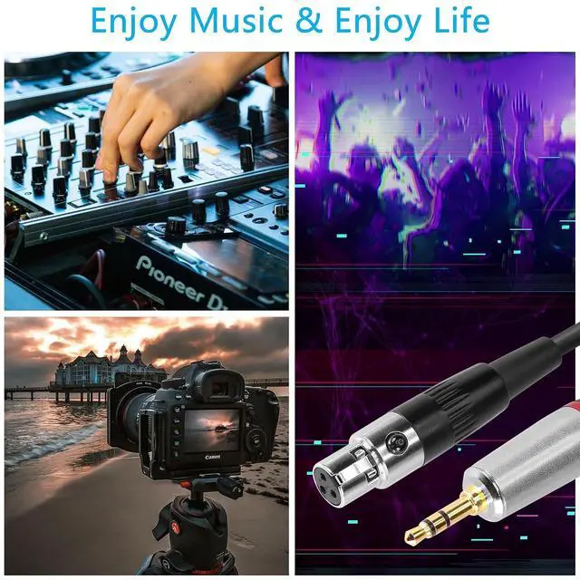 Alt view image 4 of 7 - Mini XLR Female to 3.5mm Stereo Audio Plug Cable, 3 Pin Mini XLR Female to 1/8" TRS Cord Adapter Connector for Audio Conversion of Camera and Other Equipment - 1FT(0.3M)