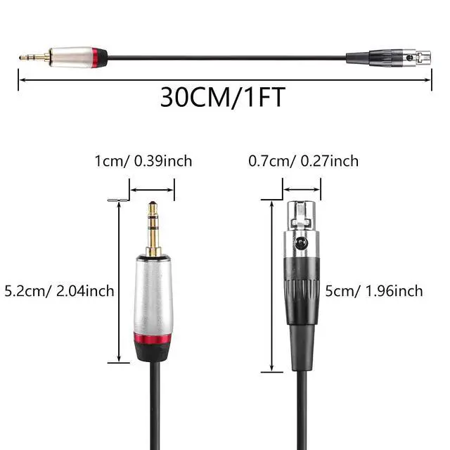 Alt view image 7 of 7 - Mini XLR Female to 3.5mm Stereo Audio Plug Cable, 3 Pin Mini XLR Female to 1/8" TRS Cord Adapter Connector for Audio Conversion of Camera and Other Equipment - 1FT(0.3M)