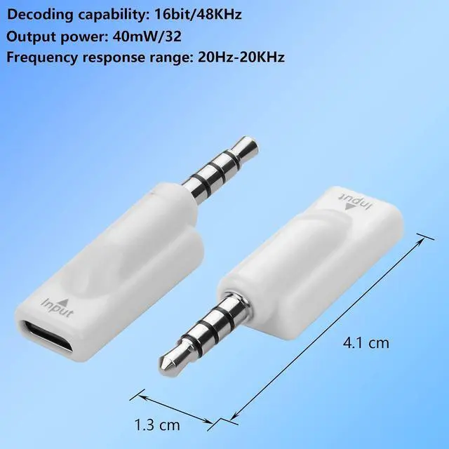 Alt view image 6 of 6 - 2 PCS USB C to 3.5mm Headphone Jack Adapter,Type C Female Input to Aux Male Output Digital Audio Converter for PC, Tablet, Laptop, Microphone, Speaker