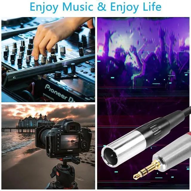 Alt view image 3 of 7 - R Mini XLR Male to 3.5mm Stereo Audio Plug Cable, 3 Pin Mini XLR Male to 1/8" TRS Cord Adapter Connector for Audio Conversion of Camera and Other Equipment - 1FT(0.3M)