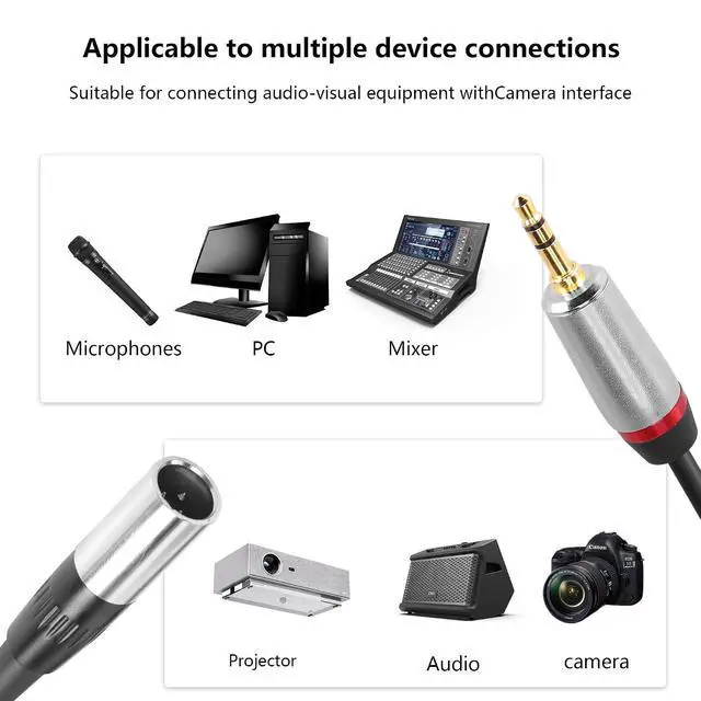 Alt view image 2 of 7 - R Mini XLR Male to 3.5mm Stereo Audio Plug Cable, 3 Pin Mini XLR Male to 1/8" TRS Cord Adapter Connector for Audio Conversion of Camera and Other Equipment - 1FT(0.3M)