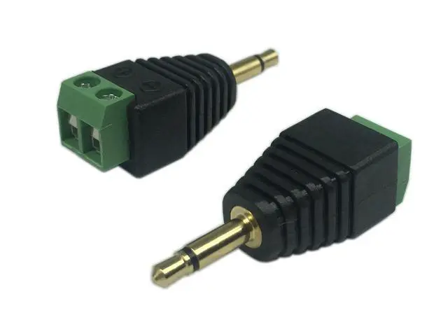 Alt view image 2 of 7 - 3.5mm TS Mono Male to 2 Pin Screw Terminal Female AUX Headphone Replacement Solderless Balum Converter Adapter (2-Pack)