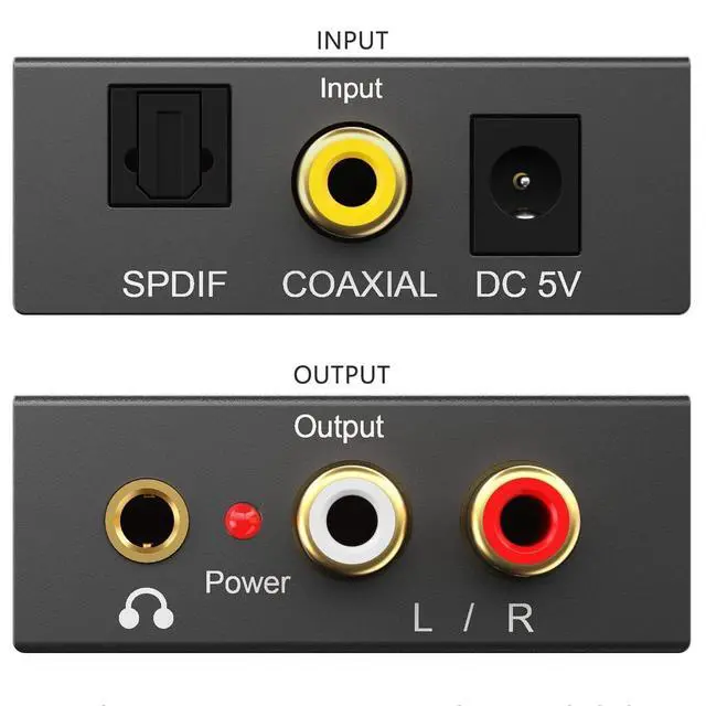 Alt view image 2 of 6 - DAC 192KHz Digital to Analog Audio Converter, Optical to RCA Adapter with Coaxial Cable, Toslink Optical to 3.5mm Adapter for PS4 HD DVD Home Cinema Systems