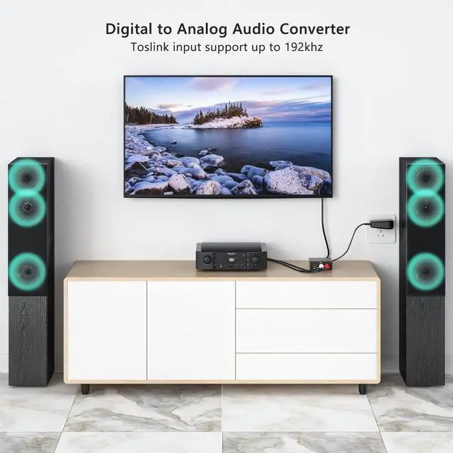 Alt view image 5 of 6 - DAC 192KHz Digital to Analog Audio Converter, Optical to RCA Adapter with Coaxial Cable, Toslink Optical to 3.5mm Adapter for PS4 HD DVD Home Cinema Systems