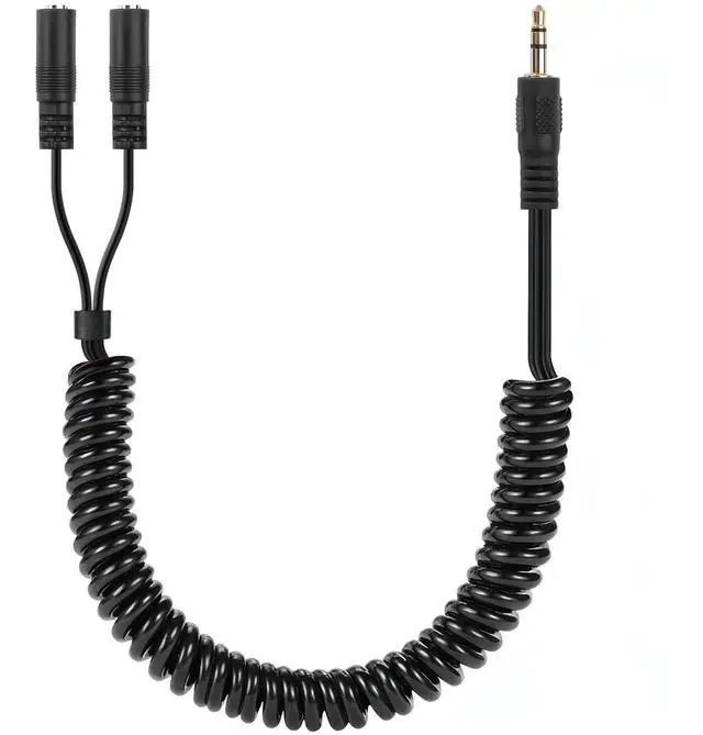 Main image of 3.5mm TRS Audio Splitter Coiled Cable,Dual 3.5mm Coiled Cord,1/8" TRS Male to 2 Female Spring Y Splitter Cable for Home,Phone, Headset,Speakers Etc