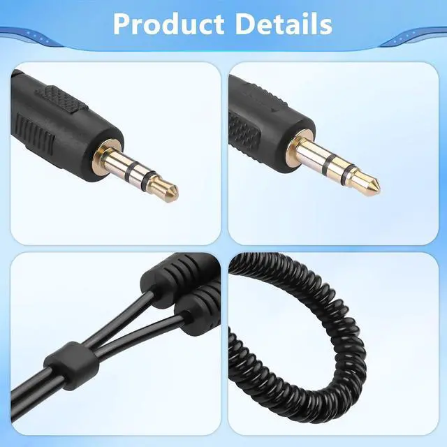 Alt view image 5 of 7 - 3.5mm Male to 2 Male Spring Y Splitter Cable,Dual 3.5mm Coiled Cord,1/8" TRS 1 to 2 Audio Splitter Coiled Cable for Home,Phone,Headset,Speakers Etc