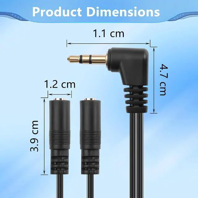 Alt view image 6 of 7 - 90 Degree 3.5mm Male to 2 Female Spring Y Splitter Cable,Dual 3.5mm Coiled Cord,1/8" TRS 1 Male to 2 Female Plug Audio Splitter Coiled Cable for Home,Phone, Headset,Speakers Etc