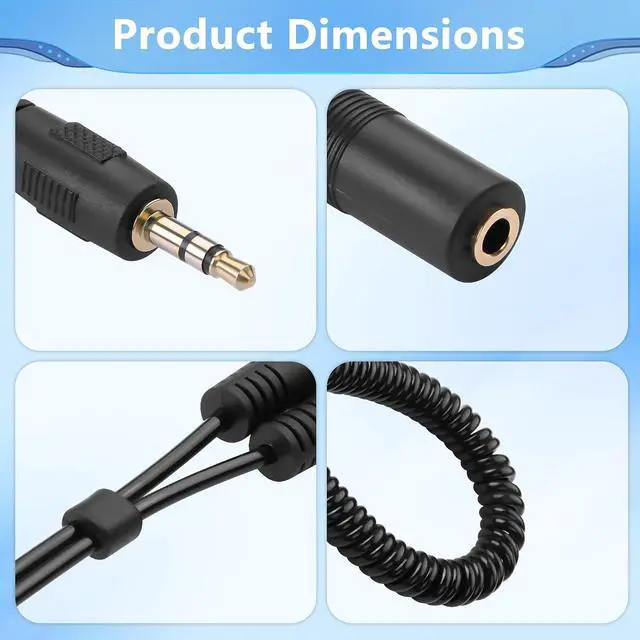 Alt view image 5 of 7 - 3.5mm TRS Audio Splitter Coiled Cable,Dual 3.5mm Coiled Cord,1/8" TRS Male to 2 Female Spring Y Splitter Cable for Home,Phone, Headset,Speakers Etc