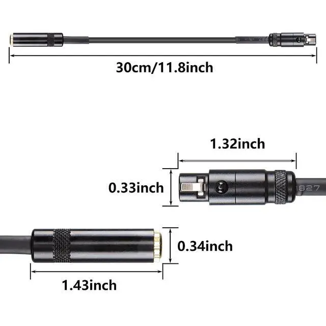 Alt view image 6 of 6 - Mini XLR to 1/8 TRS Audio Converter Adapter Cable - 1FT 3.5mm to Mini XLR 3 Pin Female for SLR Cameras, Video Cameras, Wireless Microphones