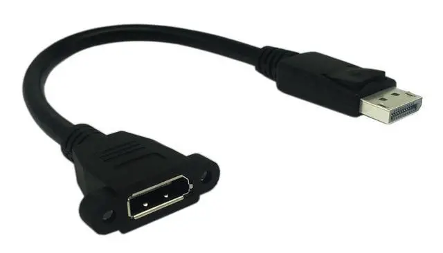 Main image of 8 Inch DisplayPort DP Male to Female Audio Video Adapter Extension Cable with Screw Hole Panel Mount