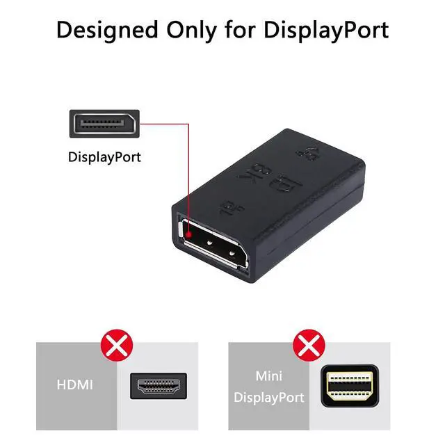 Alt view image 2 of 5 - 8K DisplayPort to DisplayPort Coupler 1.4, DP Female to DP Female Extension Adapter Ultra High Speed Support 8K@60Hz 4K@144Hz(2-Pack)