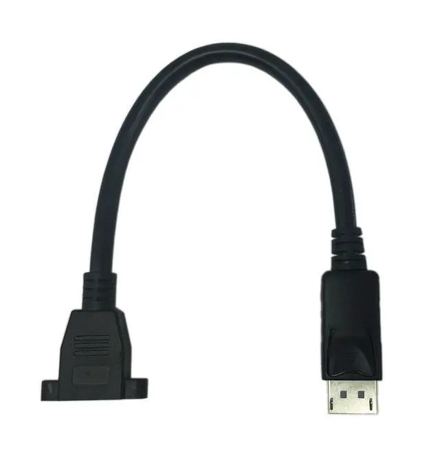 Alt view image 3 of 6 - 8 Inch DisplayPort DP Male to Female Audio Video Adapter Extension Cable with Screw Hole Panel Mount