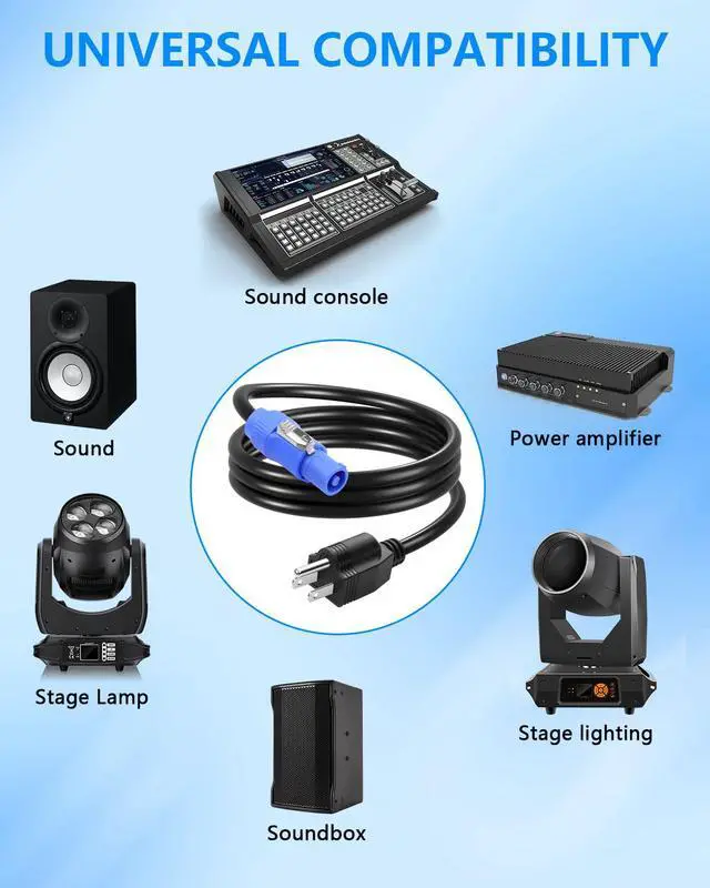 Alt view image 3 of 7 - 3-Prong NEMA 5-15P to PowerCON AC Power Cable 20A 16AWG NEMA 5-15P Male to 3 Pin PowerCon Male Connector Extension Power Wire for Outdoor Stage Light Series LED Screen - 1M / 3.2FT