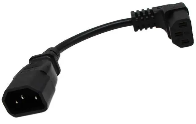 Main image of 16cm IEC 320 90 Degree C13 3 Pin Female to C14 3 Pin Male PDU Power Supply Extension Cord for Computer LED HDTV Monitor and Scanner