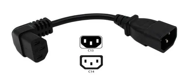 Alt view image 2 of 6 - 16cm IEC 320 90 Degree C13 3 Pin Female to C14 3 Pin Male PDU Power Supply Extension Cord for Computer LED HDTV Monitor and Scanner