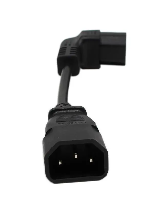 Alt view image 4 of 6 - 16cm IEC 320 90 Degree C13 3 Pin Female to C14 3 Pin Male PDU Power Supply Extension Cord for Computer LED HDTV Monitor and Scanner