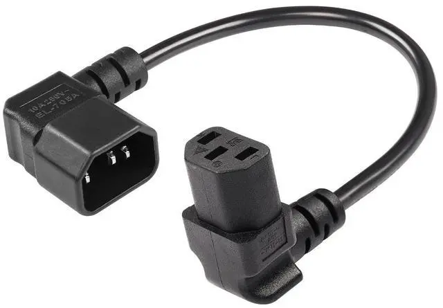 Main image of 30cm/1ft IEC 320 90 Degree C13 to C14 Power Cable,18AWG Down Angle IEC 320 C13 3 Pin Female to Left Angle C14 3 Pin Male Power Supply Extension Cord for Computer LED HDTV Monitor and Scanner
