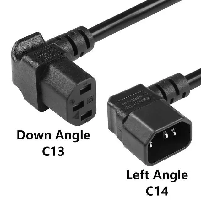 Alt view image 5 of 6 - 30cm/1ft IEC 320 90 Degree C13 to C14 Power Cable,18AWG Down Angle IEC 320 C13 3 Pin Female to Left Angle C14 3 Pin Male Power Supply Extension Cord for Computer LED HDTV Monitor and Scanner