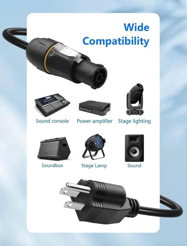 Alt view image 3 of 7 - NEMA5-15P to PowerCON True Power Cable, 16AWG 15A 125V Profeesional NEMA-15P Male to PowerCon True1 Male Extension Wire for Outdoor Stage Light - 2M / 6.6FT