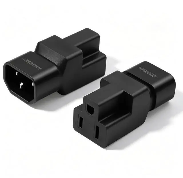 Main image of 2 Pack IEC320 C14 Male to NEMA 5-15R PDU USA UPS Extension Power Plug Adapter, 5-15R to C14 Converter Connector, 10A 125V