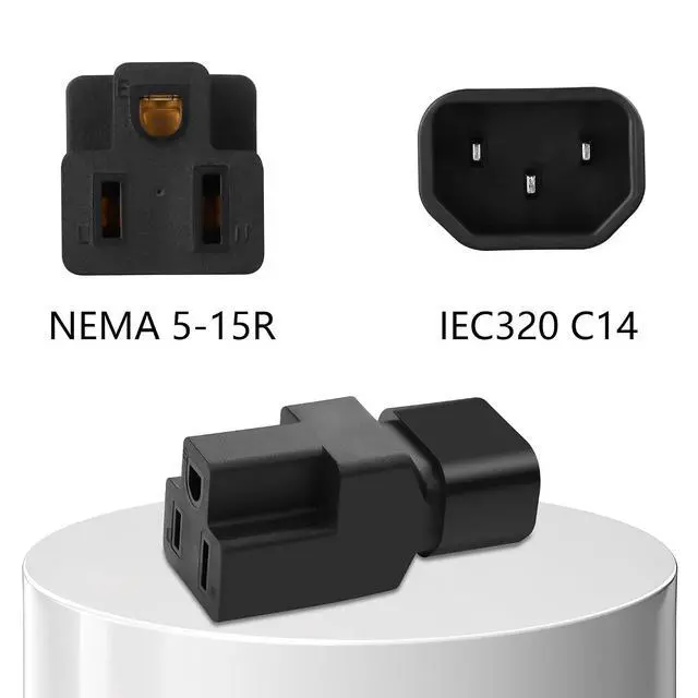 Alt view image 3 of 7 - 2 Pack IEC320 C14 Male to NEMA 5-15R PDU USA UPS Extension Power Plug Adapter, 5-15R to C14 Converter Connector, 10A 125V