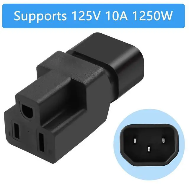 Alt view image 6 of 7 - 2 Pack IEC320 C14 Male to NEMA 5-15R PDU USA UPS Extension Power Plug Adapter, 5-15R to C14 Converter Connector, 10A 125V
