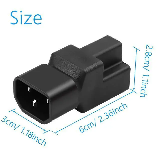 Alt view image 7 of 7 - 2 Pack IEC320 C14 Male to NEMA 5-15R PDU USA UPS Extension Power Plug Adapter, 5-15R to C14 Converter Connector, 10A 125V
