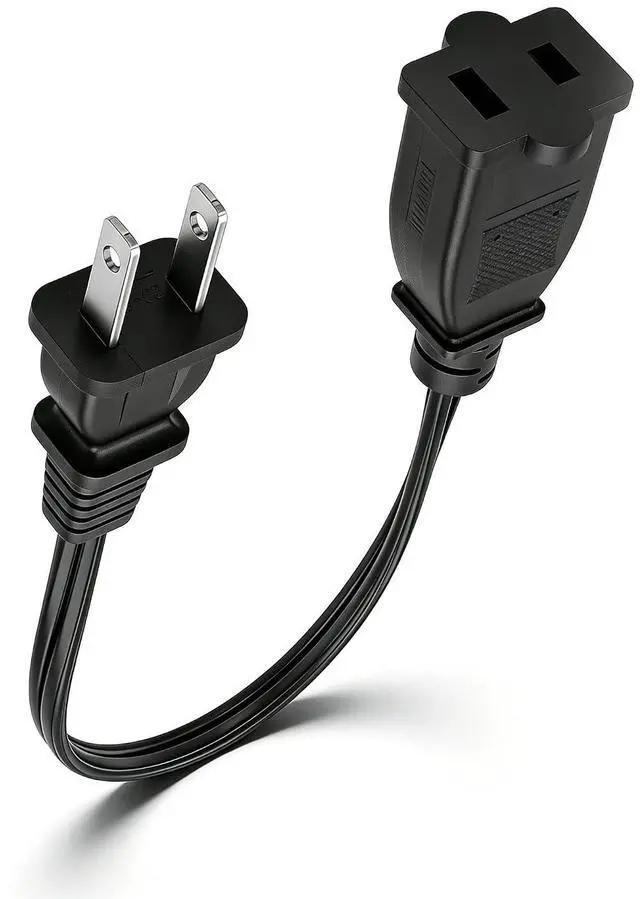 Main image of 2 Prong Extension Cord, 10A / 125V US AC 2-Prong Male to Female Power Cable 18AWG NEMA 1-15P to 1-15R Extension Cable Polarity -1FT