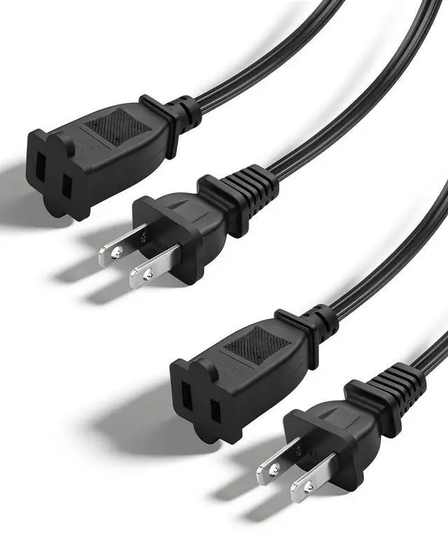 Main image of 2 Prong Extension Cord, 10A / 125V US AC 2-Prong Male to Female Power Cable 18AWG NEMA 1-15P to 1-15R Extension Cable Polarity 5FT- 2Pack