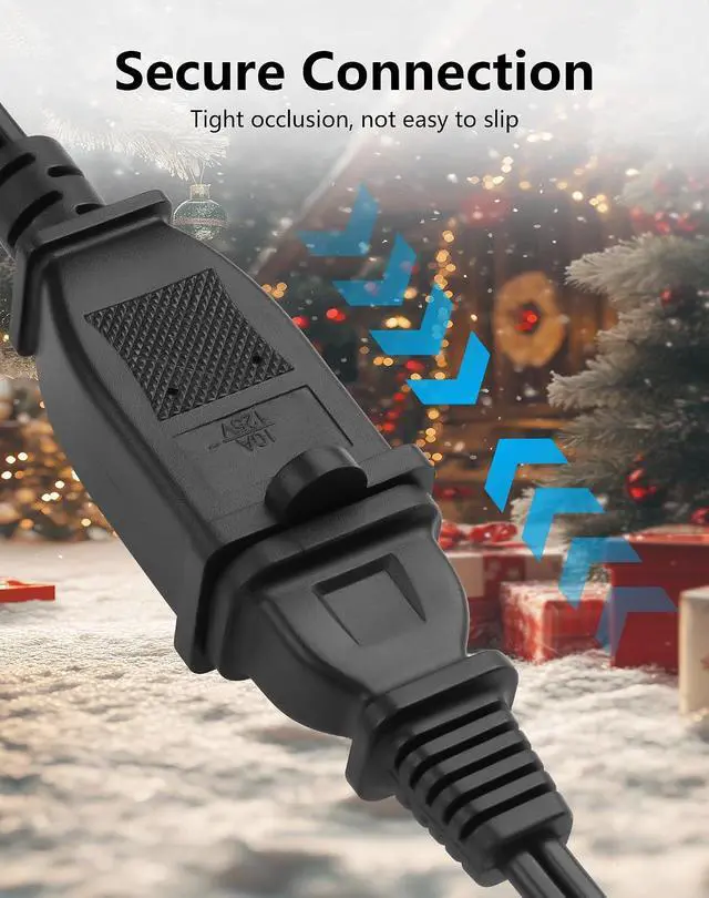 Alt view image 3 of 7 - 2 Prong Extension Cord, 10A / 125V US AC 2-Prong Male to Female Power Cable 18AWG NEMA 1-15P to 1-15R Extension Cable Polarity -1FT