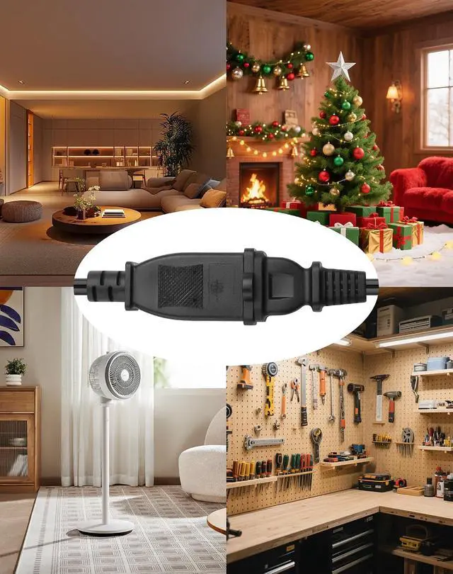 Alt view image 6 of 7 - 2 Prong Extension Cord, 10A / 125V US AC 2-Prong Male to Female Power Cable 18AWG NEMA 1-15P to 1-15R Extension Cable Polarity -1FT